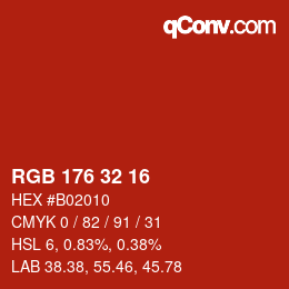 カラーコード: RGB 176 32 16 | qconv.com