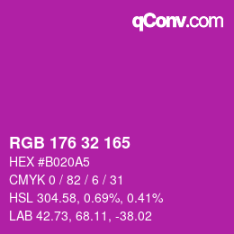 Color code: RGB 176 32 165 | qconv.com