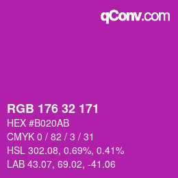 Color code: RGB 176 32 171 | qconv.com