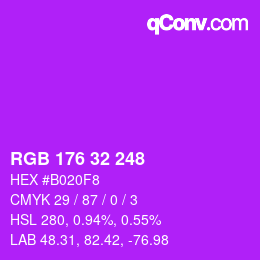 Color code: RGB 176 32 248 | qconv.com