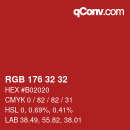 Color code: RGB 176 32 32 | qconv.com