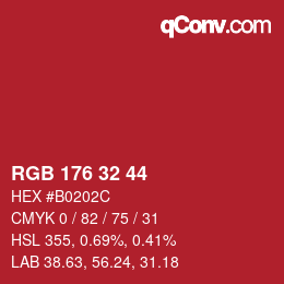 Color code: RGB 176 32 44 | qconv.com