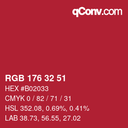 Color code: RGB 176 32 51 | qconv.com