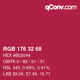 Color code: RGB 176 32 68 | qconv.com
