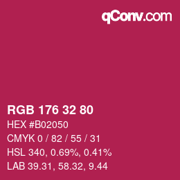 Color code: RGB 176 32 80 | qconv.com