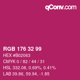 Color code: RGB 176 32 99 | qconv.com