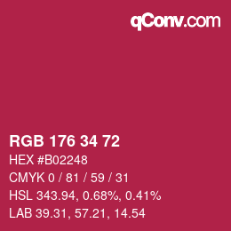 カラーコード: RGB 176 34 72 | qconv.com
