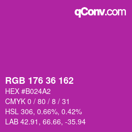 Color code: RGB 176 36 162 | qconv.com