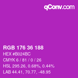 颜色代码: RGB 176 36 188 | qconv.com