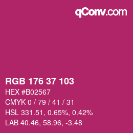 カラーコード: RGB 176 37 103 | qconv.com