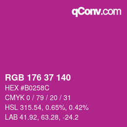 カラーコード: RGB 176 37 140 | qconv.com