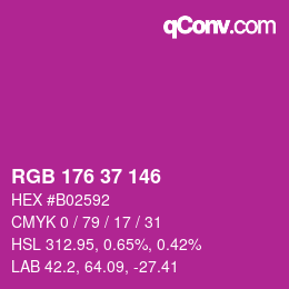 カラーコード: RGB 176 37 146 | qconv.com