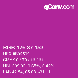 カラーコード: RGB 176 37 153 | qconv.com
