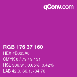 Color code: RGB 176 37 160 | qconv.com
