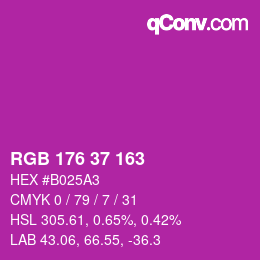 カラーコード: RGB 176 37 163 | qconv.com