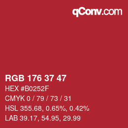 Color code: RGB 176 37 47 | qconv.com