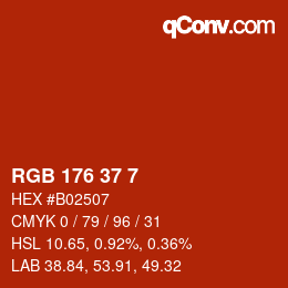 カラーコード: RGB 176 37 7 | qconv.com