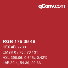 Color code: RGB 176 39 48 | qconv.com