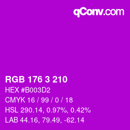 Color code: RGB 176 3 210 | qconv.com