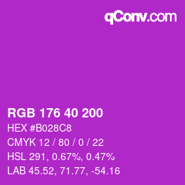颜色代码: RGB 176 40 200 | qconv.com