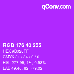 カラーコード: RGB 176 40 255 | qconv.com
