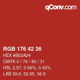 颜色代码: RGB 176 42 36 | qconv.com