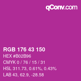 颜色代码: RGB 176 43 150 | qconv.com