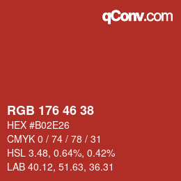 颜色代码: RGB 176 46 38 | qconv.com