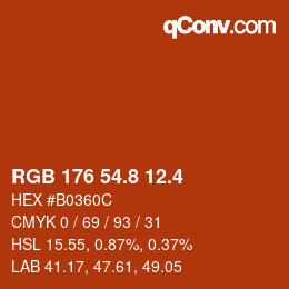 カラーコード: RGB 176 54.8 12.4 | qconv.com