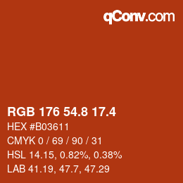 カラーコード: RGB 176 54.8 17.4 | qconv.com