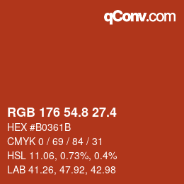 カラーコード: RGB 176 54.8 27.4 | qconv.com