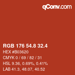 カラーコード: RGB 176 54.8 32.4 | qconv.com