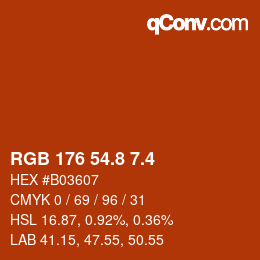 カラーコード: RGB 176 54.8 7.4 | qconv.com