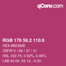 カラーコード: RGB 176 56.2 110.6 | qconv.com