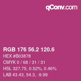 カラーコード: RGB 176 56.2 120.6 | qconv.com