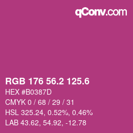 カラーコード: RGB 176 56.2 125.6 | qconv.com
