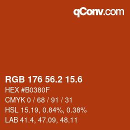 カラーコード: RGB 176 56.2 15.6 | qconv.com