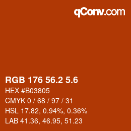 カラーコード: RGB 176 56.2 5.6 | qconv.com