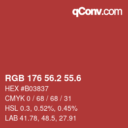 カラーコード: RGB 176 56.2 55.6 | qconv.com