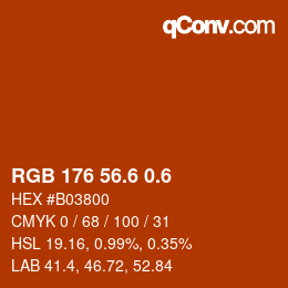 カラーコード: RGB 176 56.6 0.6 | qconv.com