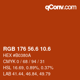 カラーコード: RGB 176 56.6 10.6 | qconv.com