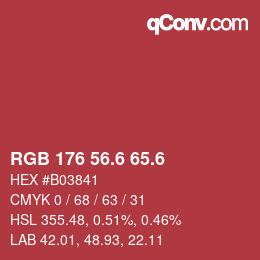 カラーコード: RGB 176 56.6 65.6 | qconv.com