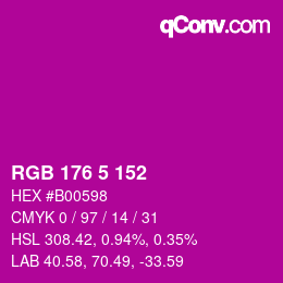 Color code: RGB 176 5 152 | qconv.com
