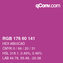 颜色代码: RGB 176 60 141 | qconv.com