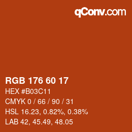 カラーコード: RGB 176 60 17 | qconv.com