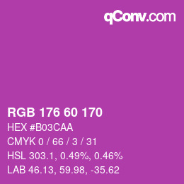 カラーコード: RGB 176 60 170 | qconv.com