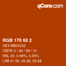 颜色代码: RGB 176 60 2 | qconv.com