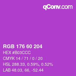 カラーコード: RGB 176 60 204 | qconv.com