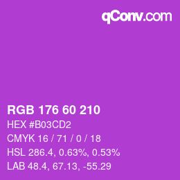 カラーコード: RGB 176 60 210 | qconv.com
