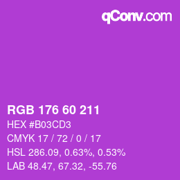 颜色代码: RGB 176 60 211 | qconv.com